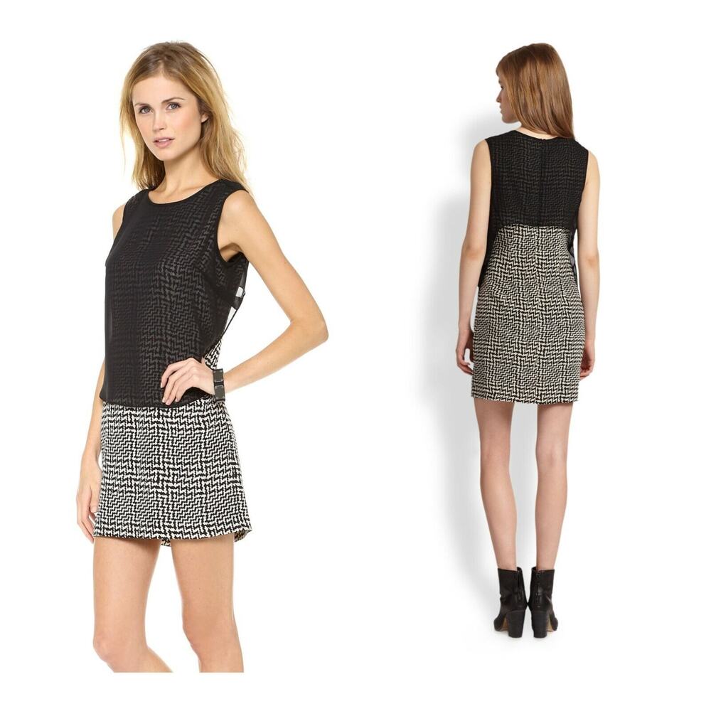 Rag & Bone Size 2 100% Silk Dress Zig Zag with Sheer top